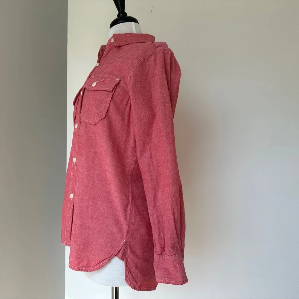 Current/Elliott The Perfect Shirt Red Chambray - Picture 6 of 9